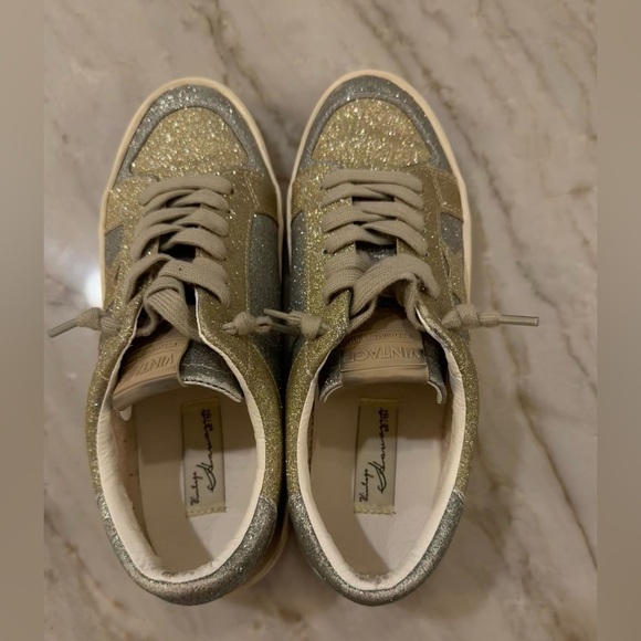 Vintage Havana Kara Matte Silver Gold Glitter Sneaker 9 - Picture 5 of 11
